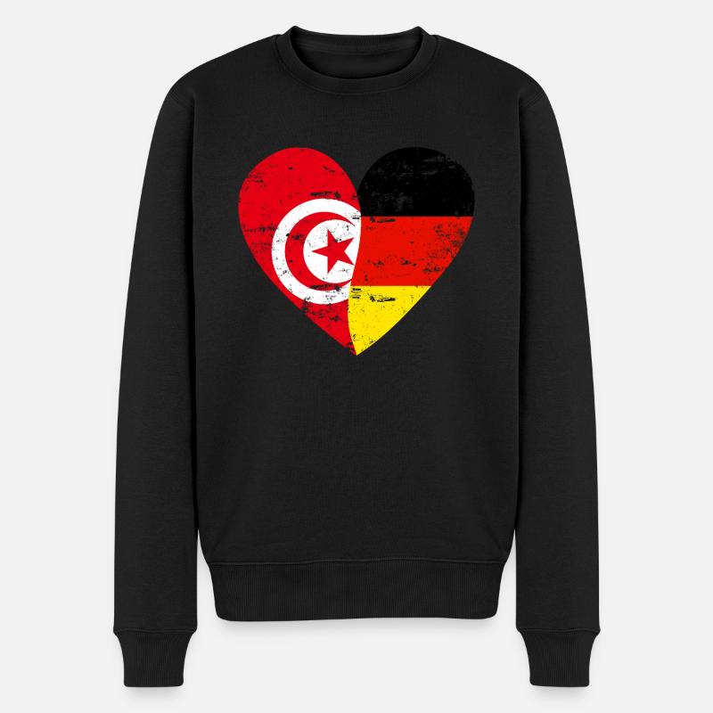 Tunisie Allemagne Drapeau Cœur - Pull Premium bio Homme - noir