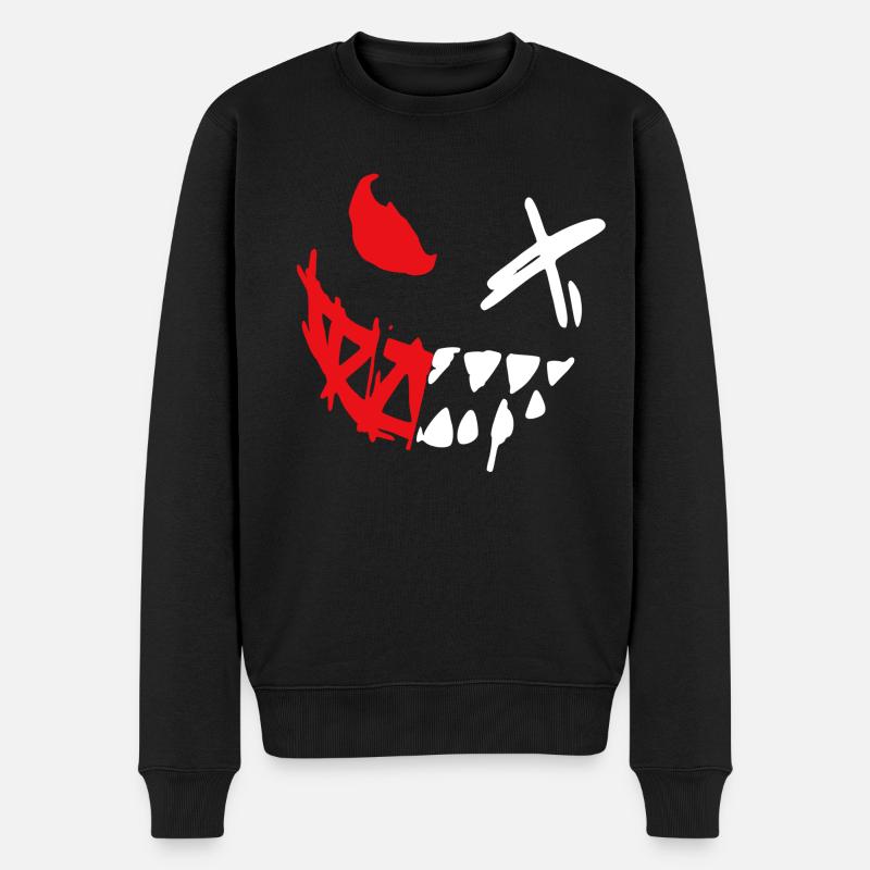Halloween Smile Bloody Desgin - Männer Premium Bio Pullover - Schwarz