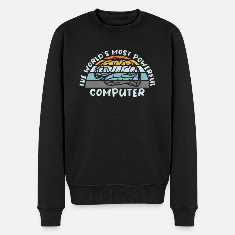 ORDINATEUR CERVEAU LINUX SUPERBRAIN GEEK VINTAGE TECH - Pull Premium bio Homme - noir