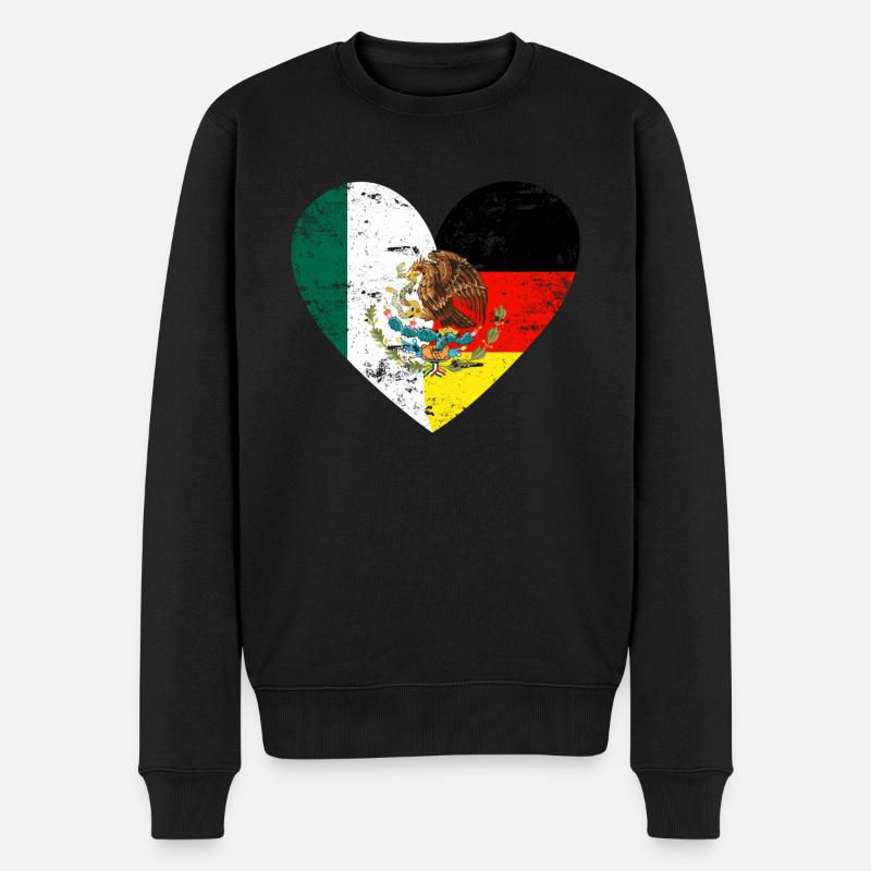 Mexique Allemagne Drapeau Cœur - Pull Premium bio Homme - noir