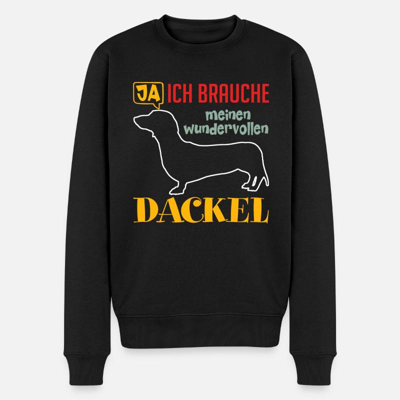 Ich brauche meine Dackel ich liebe Dackel - Männer Premium Bio Pullover - Schwarz