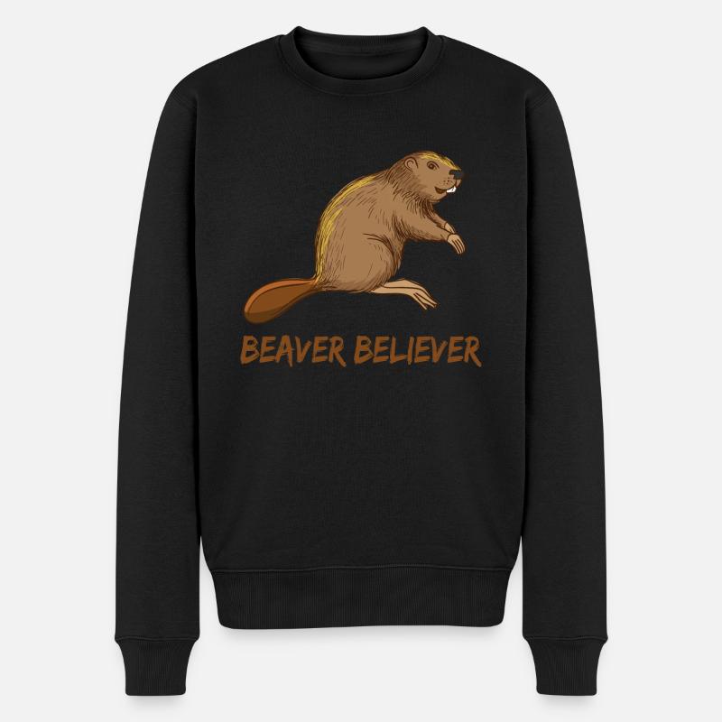 Niedlicher Biber - Männer Premium Bio Pullover - Schwarz