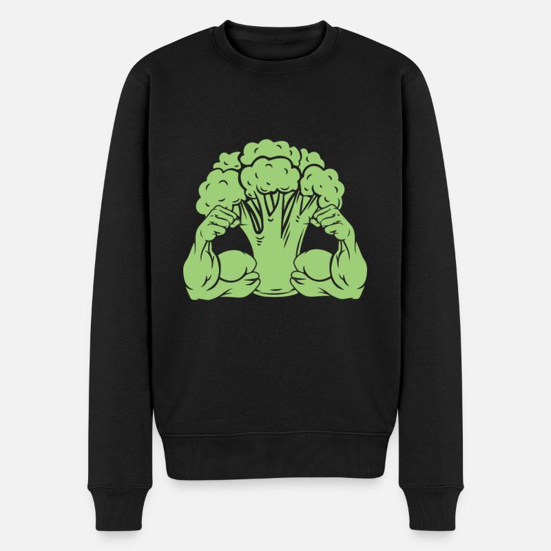 Brokkoli mit Muskeln - Männer Premium Bio Pullover - Schwarz