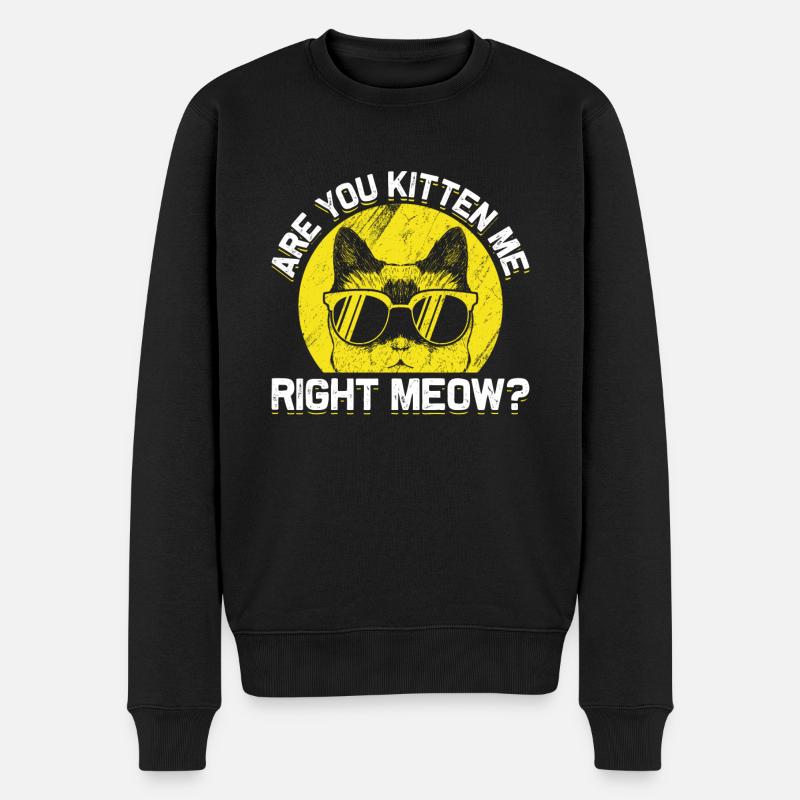 Katze Sonnenbrille Humor Scherzkeks Humor - Männer Premium Bio Pullover - Schwarz