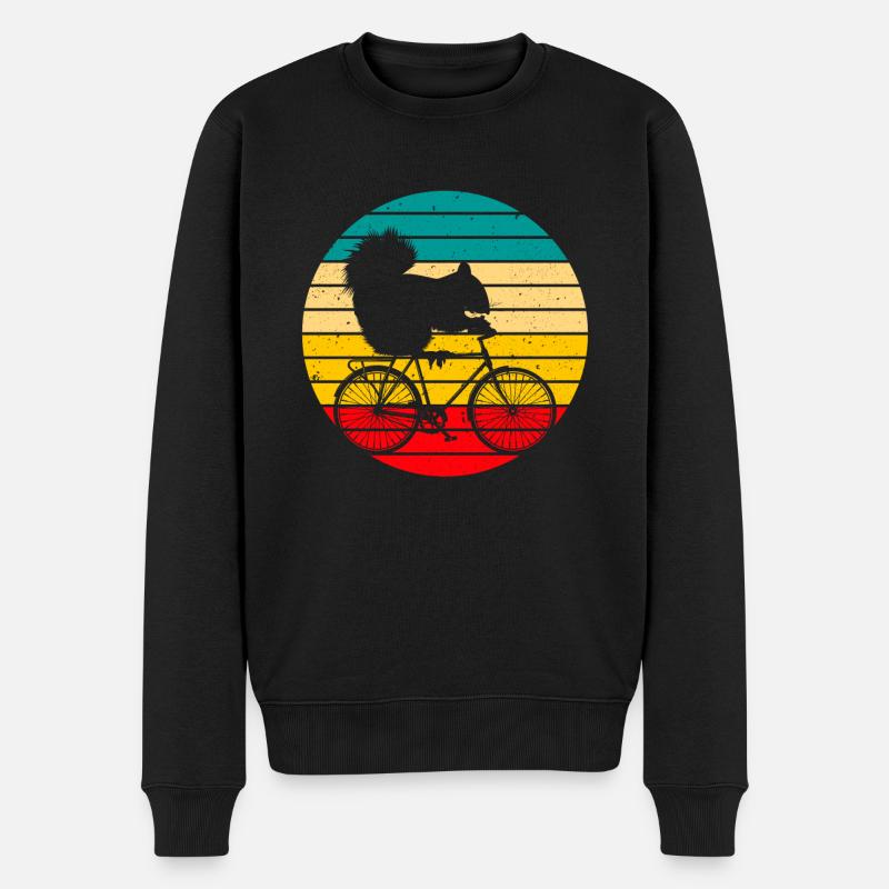 Lustiges Radfahrendes Eichhörnchen Retro Radfahren - Männer Premium Bio Pullover - Schwarz