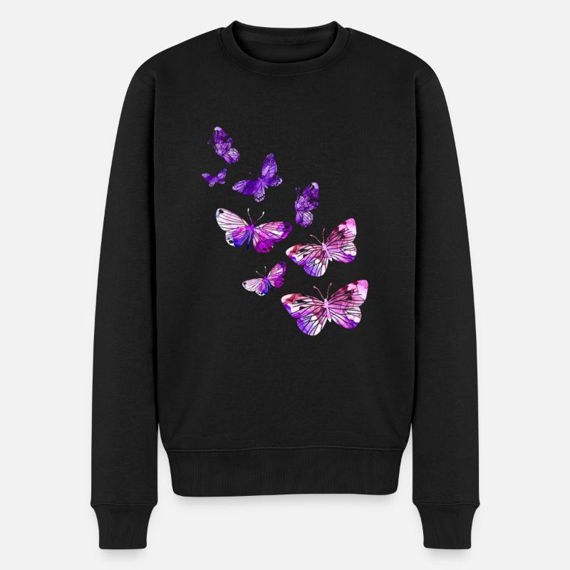 Schöner Schmetterling Mädchen lila - Männer Premium Bio Pullover - Schwarz