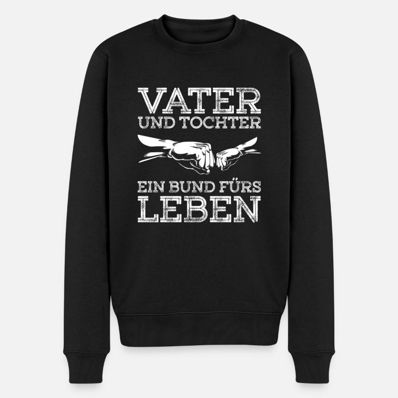 Vater Tochter Spruch Eltern Kind - Männer Premium Bio Pullover - Schwarz