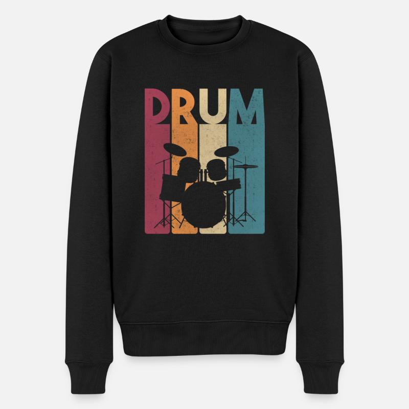 Percussion vintage rock musique rétro batteur - Pull Premium bio Homme - noir