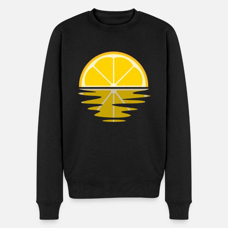Zitrone Sonnenuntergang Frucht Urlaub Sommer - Männer Premium Bio Pullover - Schwarz