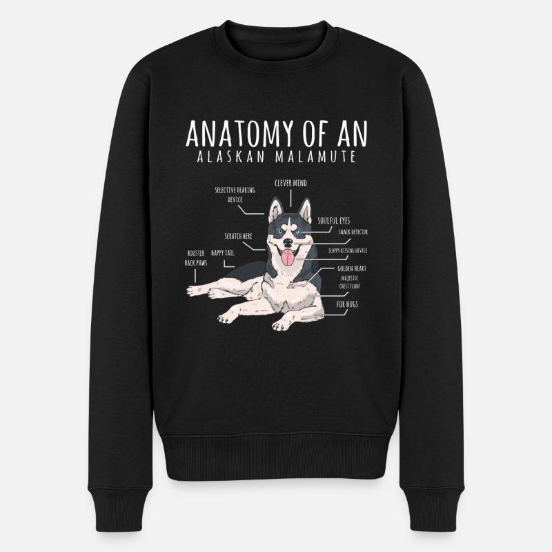 Alaskan Malamute Lustiger Hundehalter - Männer Premium Bio Pullover - Schwarz