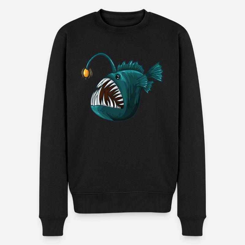 Anglerfisch Tiefsee - Männer Premium Bio Pullover - Schwarz