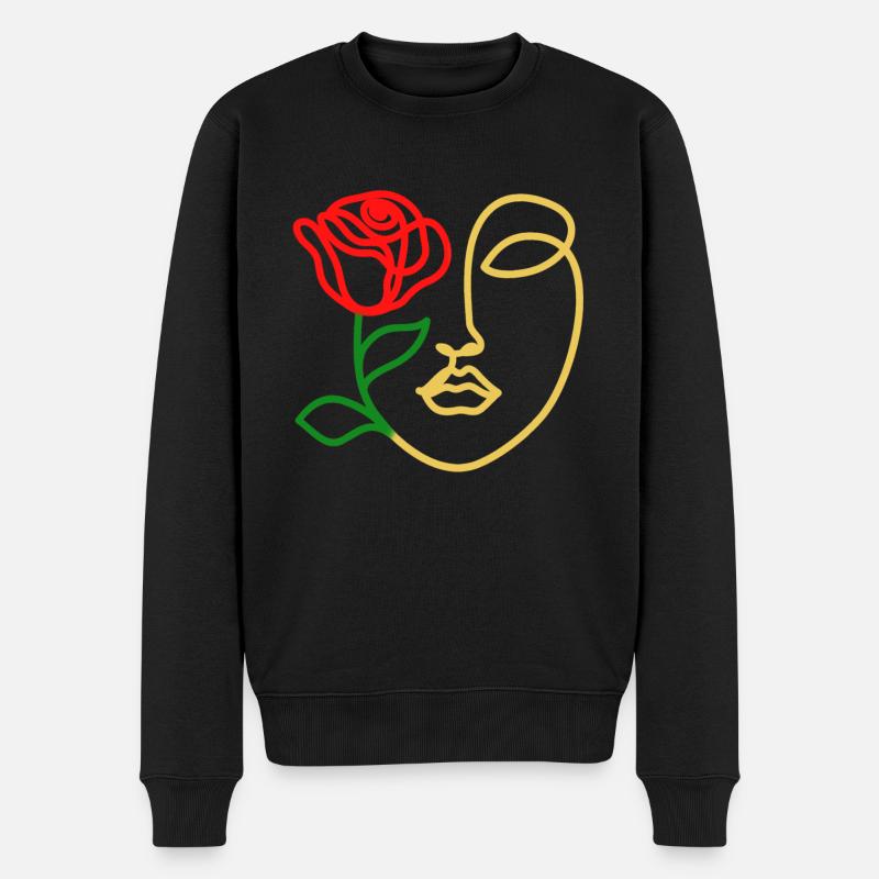 Gesicht Rose - Männer Premium Bio Pullover - Schwarz
