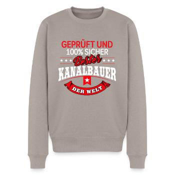 Kanalbauer Kanalbau Kanal Abwasser Tiefbau - Männer Premium Bio Pullover - Taupe - Vorne - Nico (187cm)