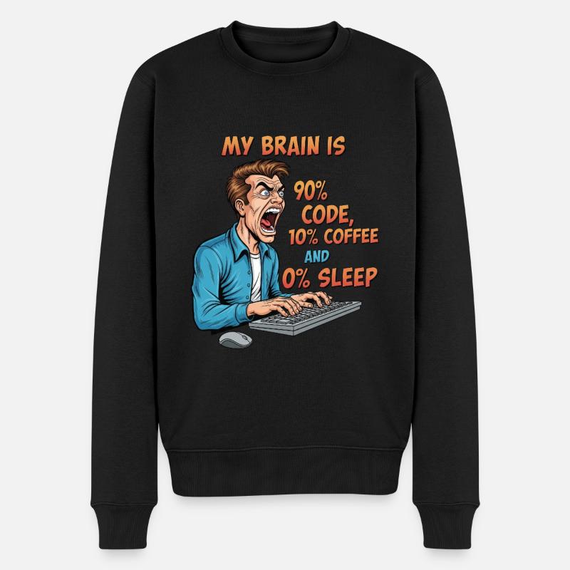 0% Sleep: Code & Coffee Power! - Men's Premium Organic Jumper - black
