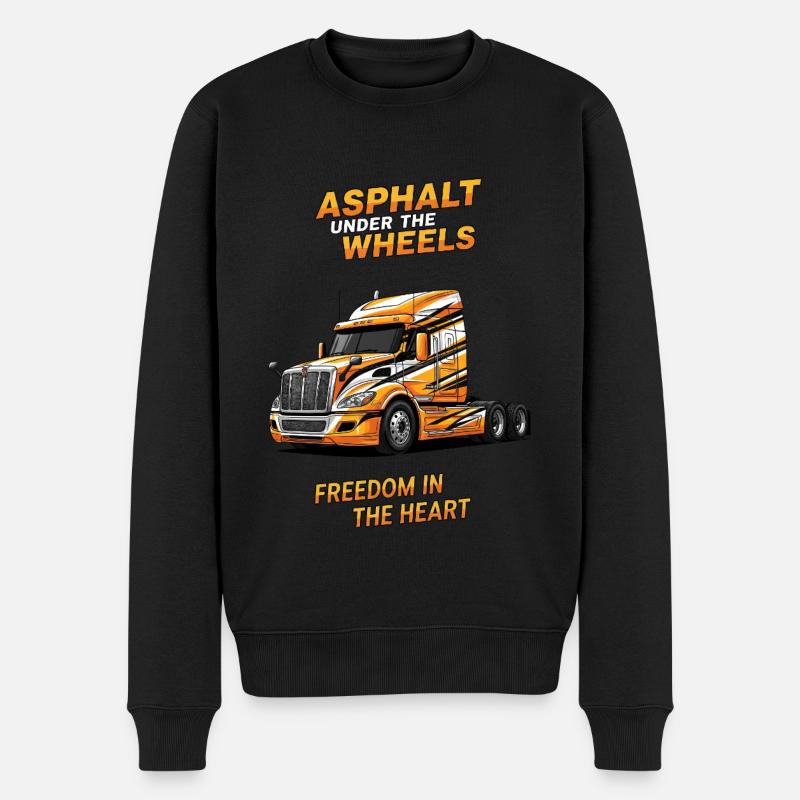 Fernfahrer Herz & Asphalt. Dein Trucker Design - Männer Premium Bio Pullover - Schwarz