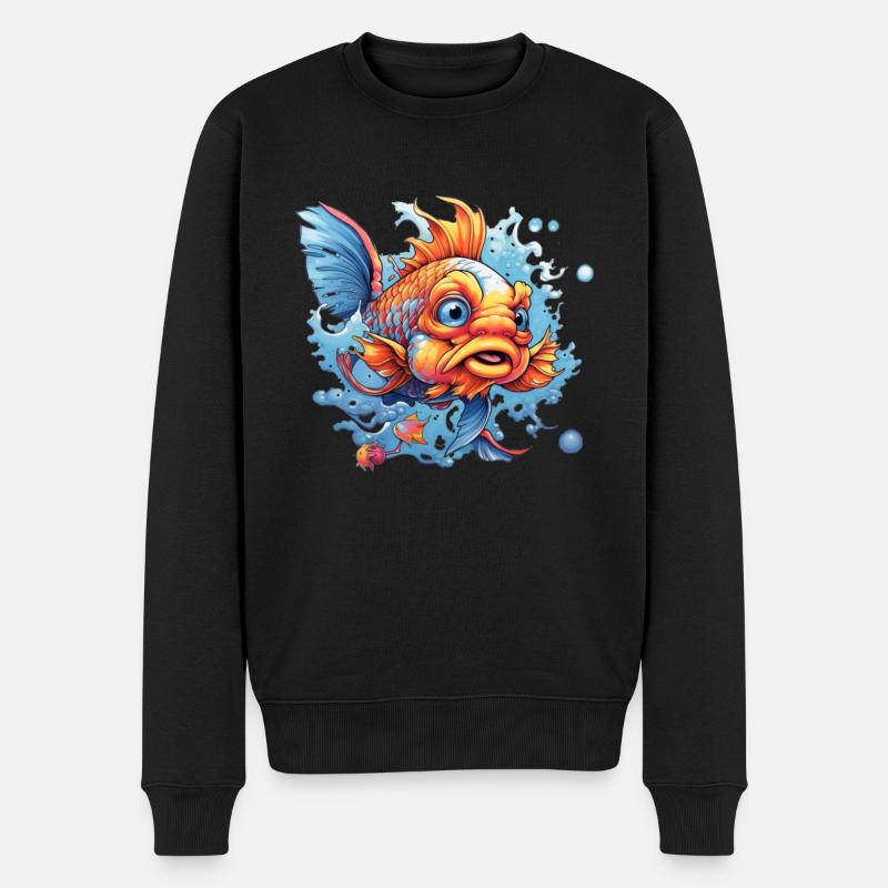 Goldfisch - Männer Premium Bio Pullover - Schwarz