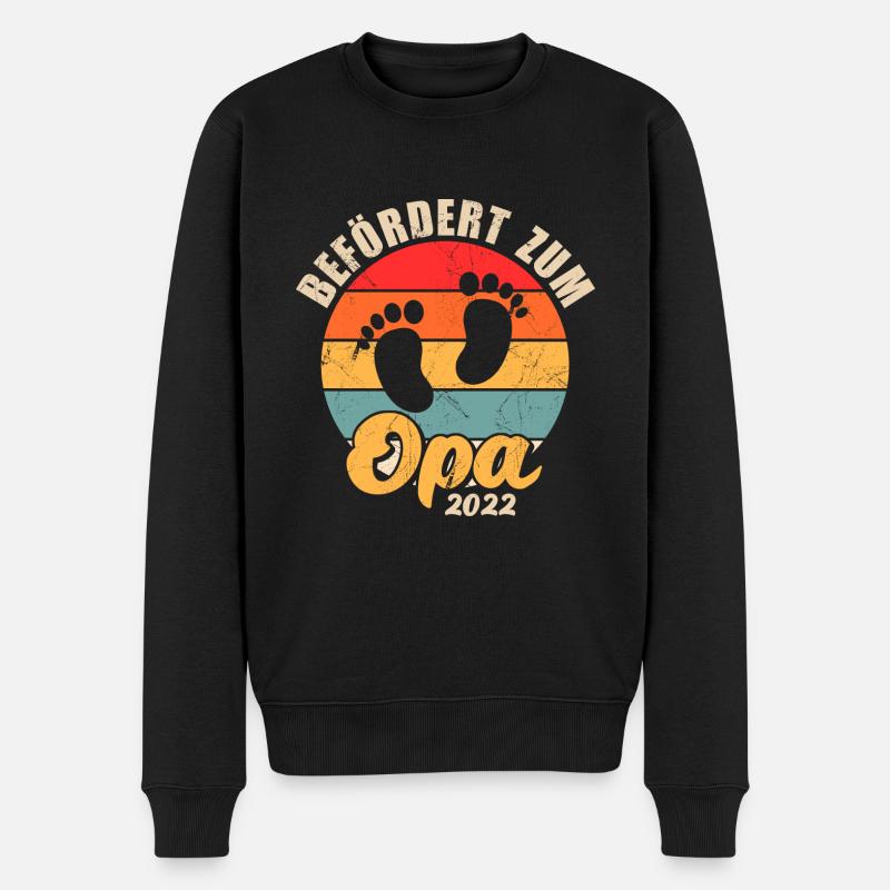 Werdender Opa 2022 Schwangerschaft Verkündung - Männer Premium Bio Pullover - Schwarz