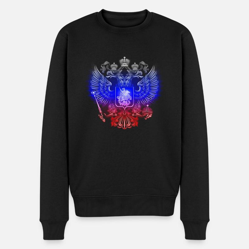 Russisches Wappen - Männer Premium Bio Pullover - Schwarz