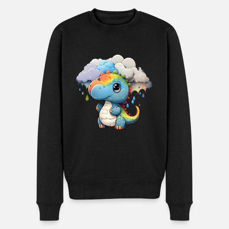 Cadeau arc-en-ciel d’enfant dinosaure - Pull Premium bio Homme - noir