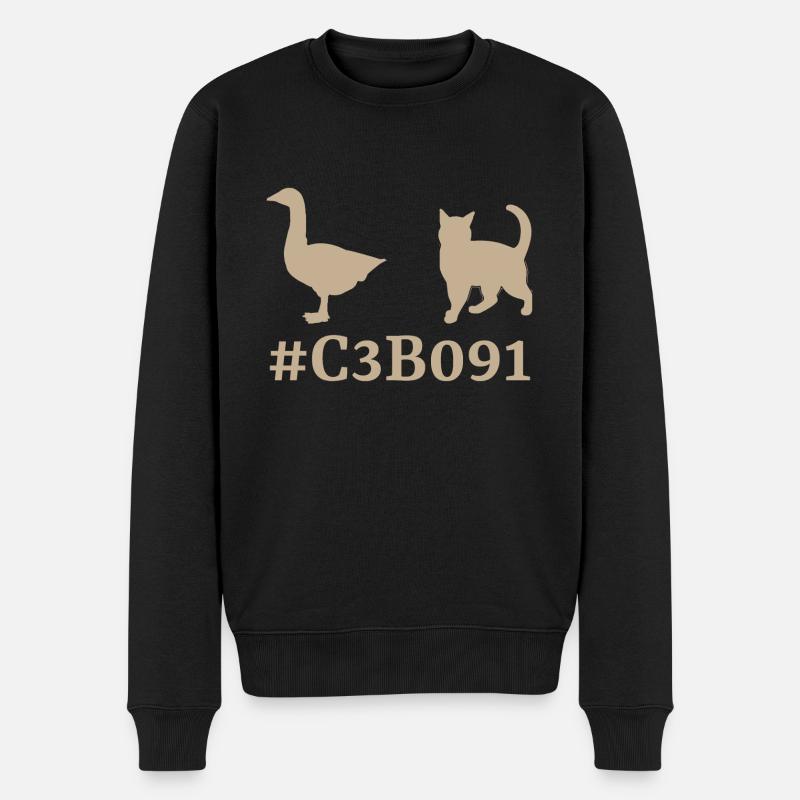 Gänsekatze Khaki - Männer Premium Bio Pullover - Schwarz