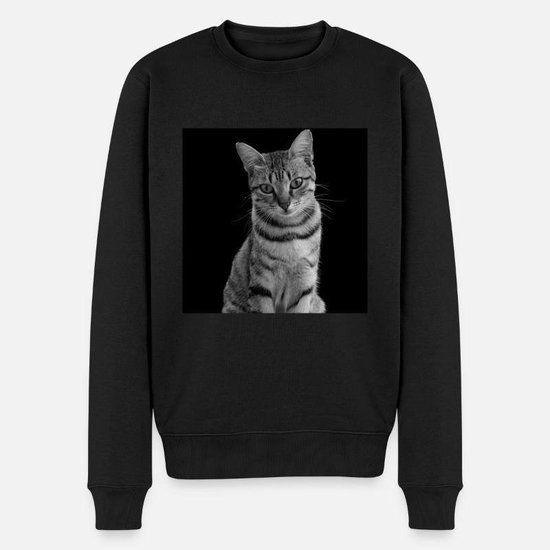 Katze weiß-schwarz Katze schwarzweiß - Männer Premium Bio Pullover - Schwarz