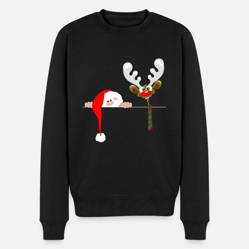 crazy Weihnachtsmann Rentier lustig - Männer Premium Bio Pullover - Schwarz