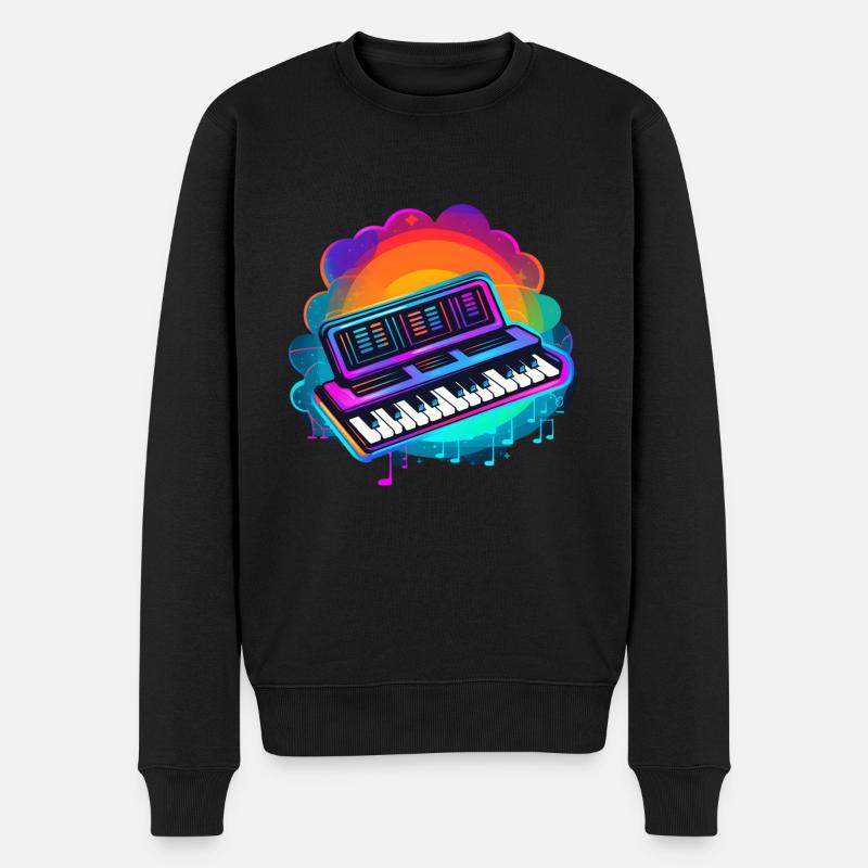 Clavier Synthwave 80s Cadeau - Pull Premium bio Homme - noir