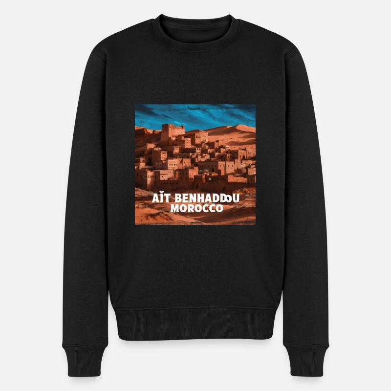 Aït-Ben-Haddou - Männer Premium Bio Pullover - Schwarz