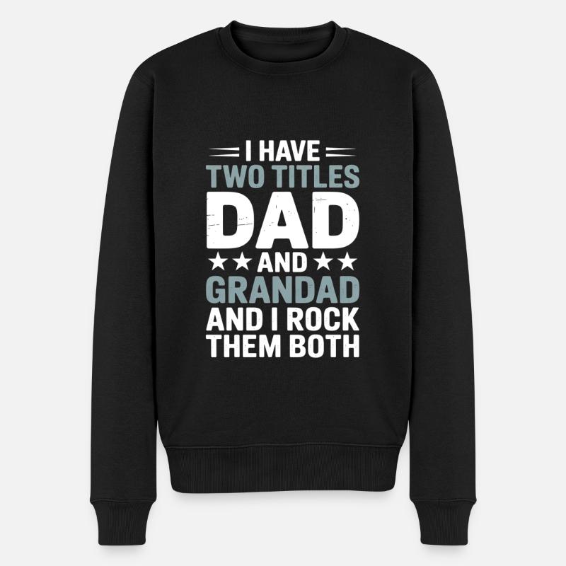 Stolzer Vater und Opa Spruch Großvater - Männer Premium Bio Pullover - Schwarz