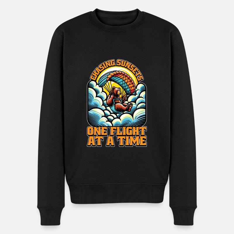 Paragliding Chasing Sunsets Parachuting Paraglider - Männer Premium Bio Pullover - Schwarz