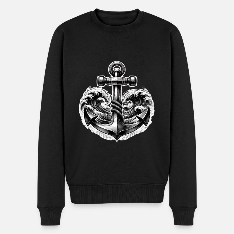 Anker - Männer Premium Bio Pullover - Schwarz