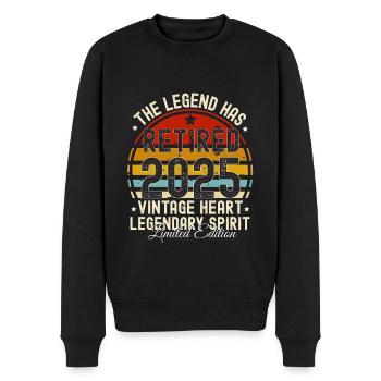 Legende hat sich zurückgezogen 2025 JAHRGANG RUHESTAND 2025 - Männer Premium Bio Pullover - Schwarz - Vorne - Nico (187cm)