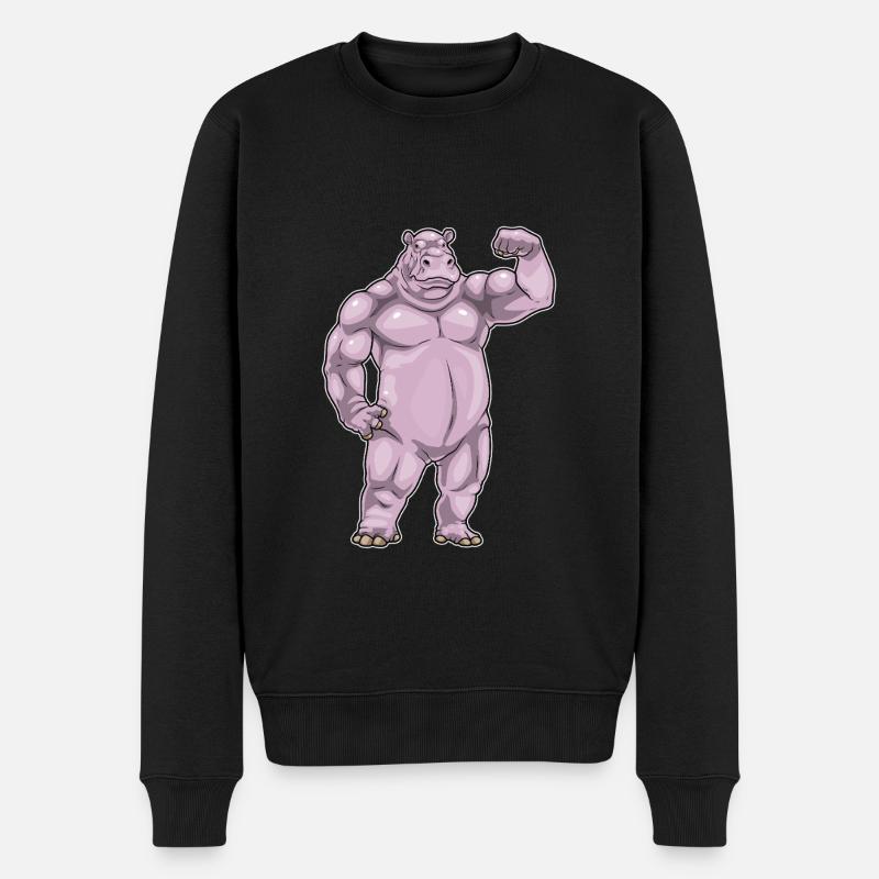 Hippopotame Bodybuilder Musculation - Pull Premium bio Homme - noir