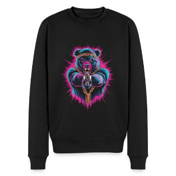 Streetstyle Neon Bär - Männer Premium Bio Pullover - Schwarz - Vorne - Nico (187cm)