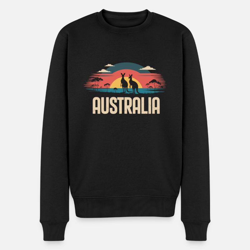Australien mit Kängurus im Outback - Männer Premium Bio Pullover - Schwarz