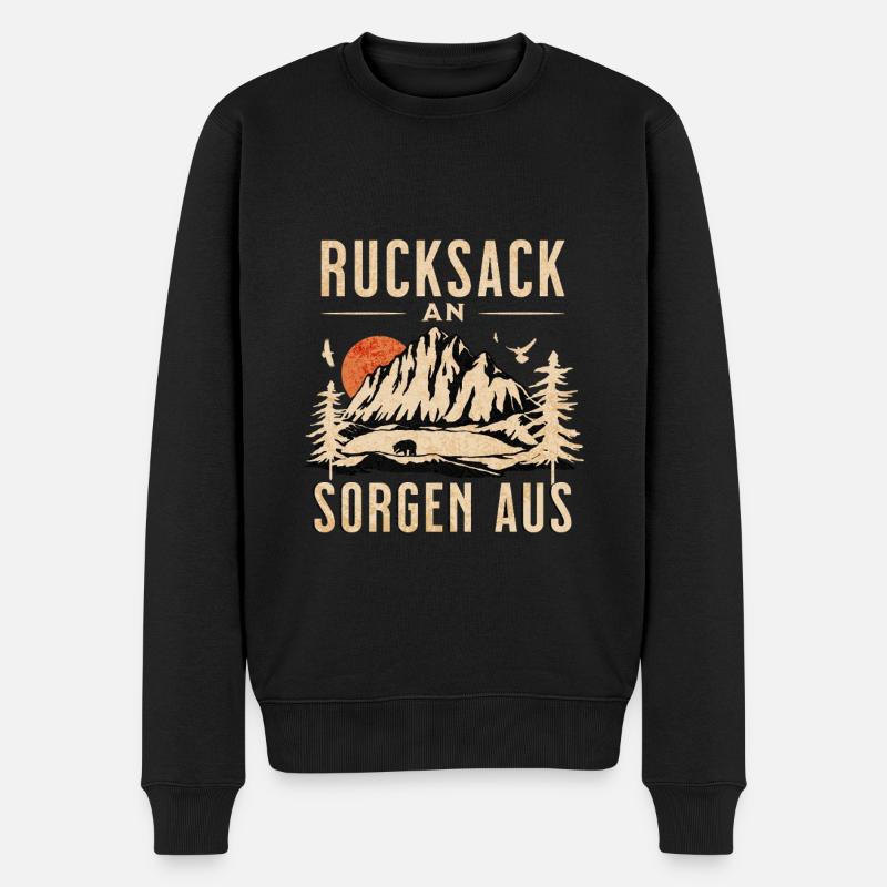 Rucksack An! Sorgen Aus! - Männer Premium Bio Pullover - Schwarz