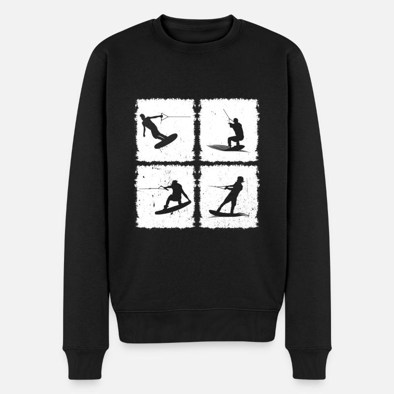 Wakeboarder Wakeboarding Wakeboarder Wakesurfing - Männer Premium Bio Pullover - Schwarz