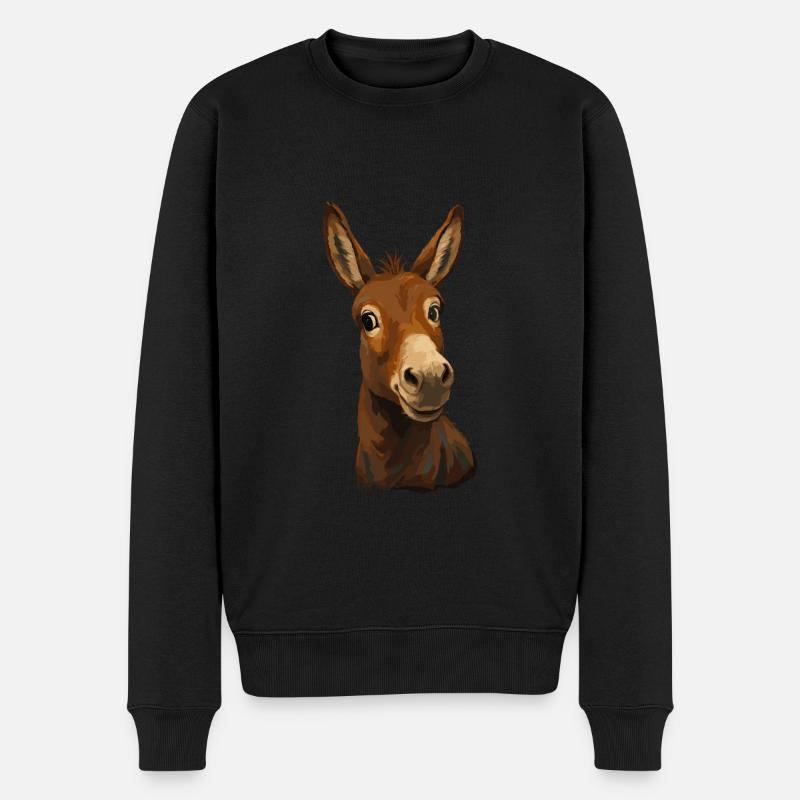 Drôle d’âne dessin animé - Pull Premium bio Homme - noir
