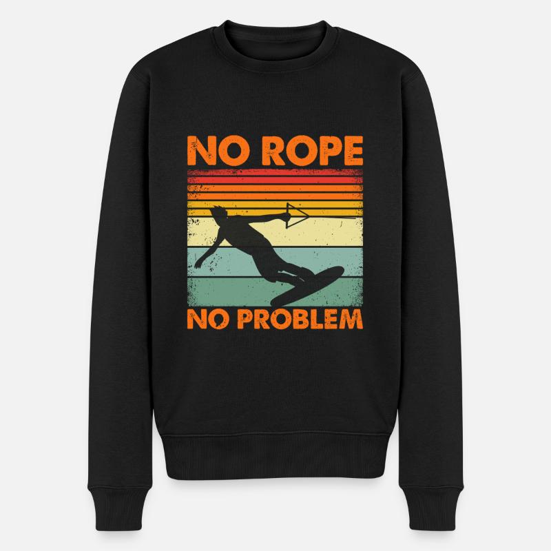 Wakeboard Wakesurf amusant - No Rope No - Pull Premium bio Homme - noir