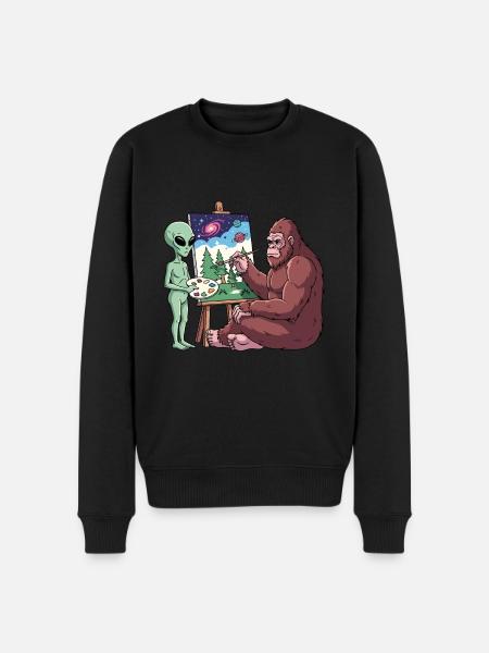 Alien And Bigfoot - Men's Premium Organic Jumper - black