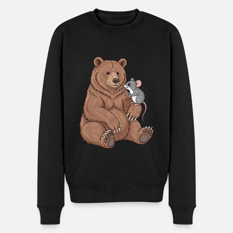 Bär und Maus - Männer Premium Bio Pullover - Schwarz