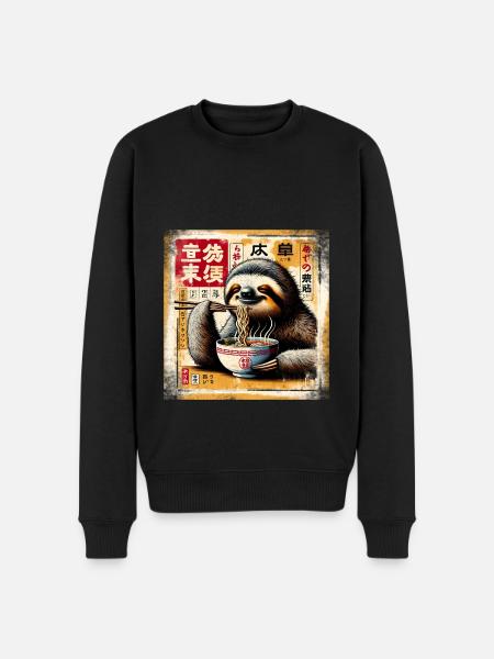 Sloth Ramen Grunge Poster Style - Men's Premium Organic Jumper - black