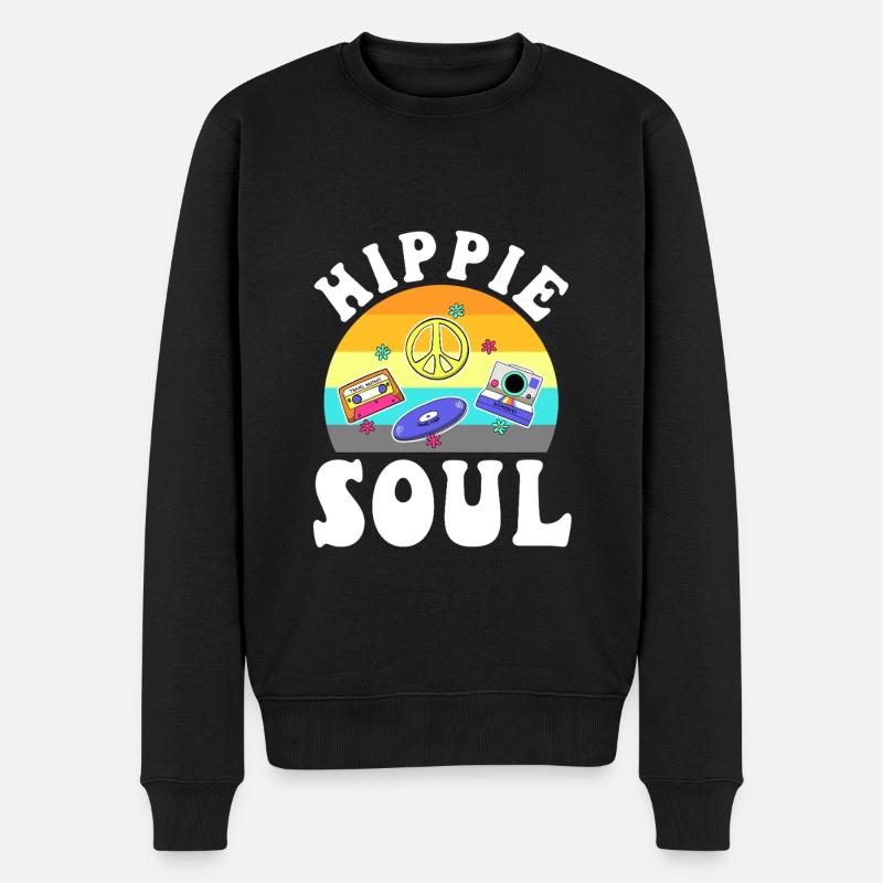 Hippie Soul - Männer Premium Bio Pullover - Schwarz
