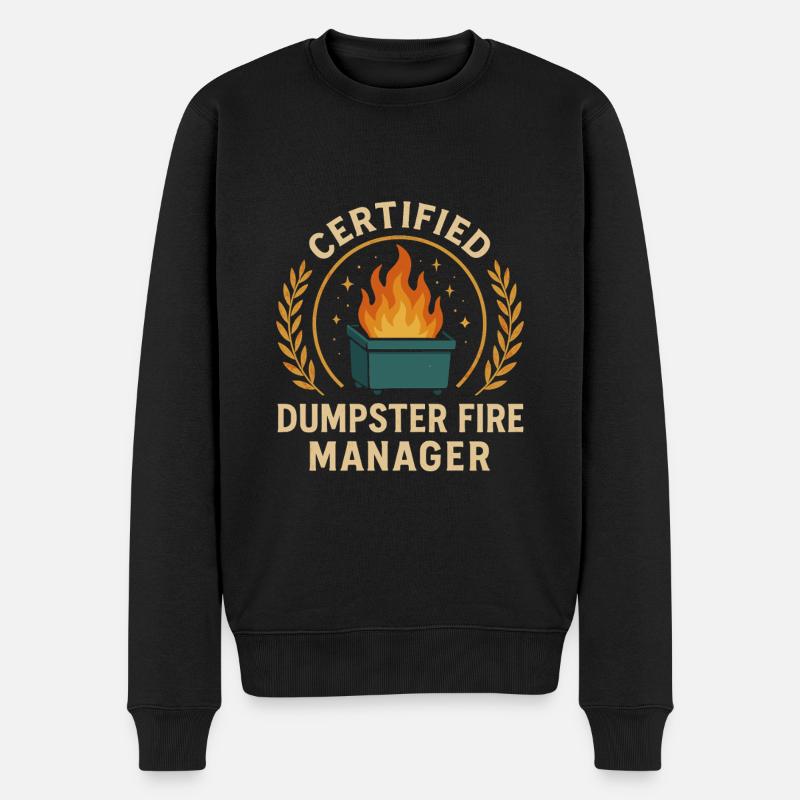 Dumpster Fire Manager - Männer Premium Bio Pullover - Schwarz