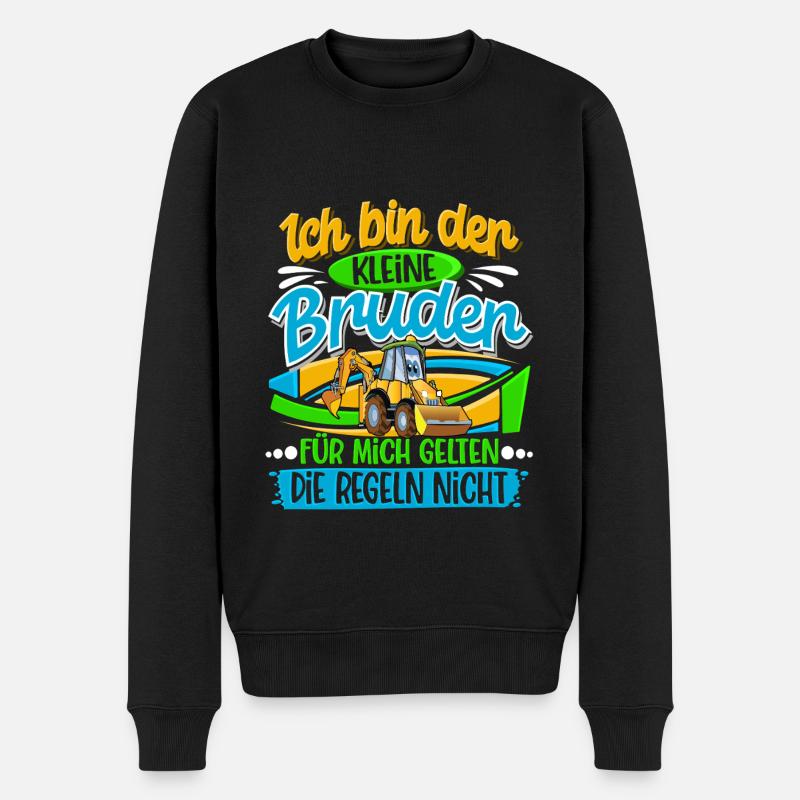 Kleiner Bruder Bagger - Männer Premium Bio Pullover - Schwarz