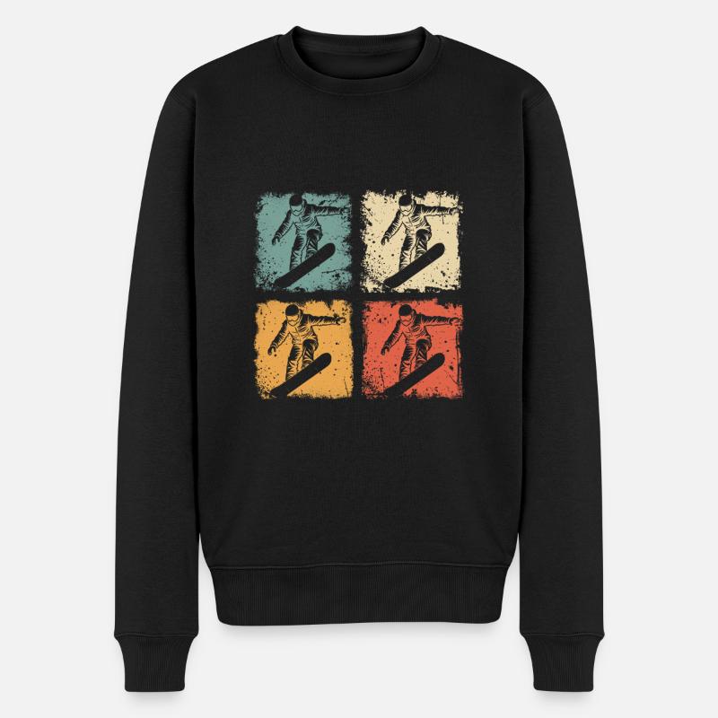 Vintage Snowboarder Hiver Fun Snowboard Graphique - Pull Premium bio Homme - noir