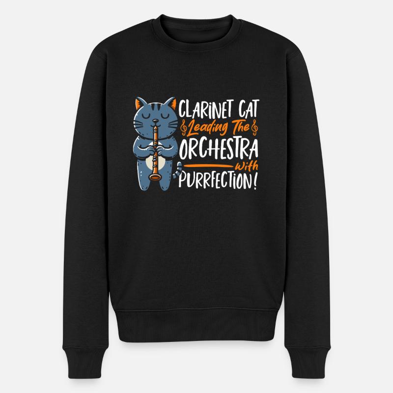 Clarinette Musique Orchestre Clarinette Chat - Pull Premium bio Homme - noir