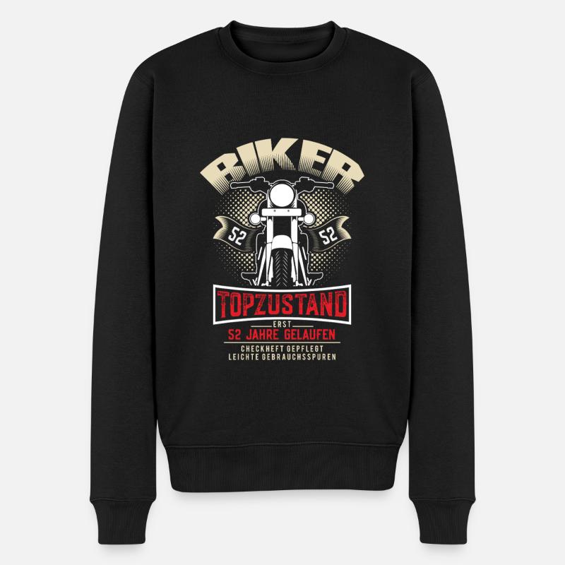 52. Geburtstag Motorradfahrer Motorrad - Männer Premium Bio Pullover - Schwarz