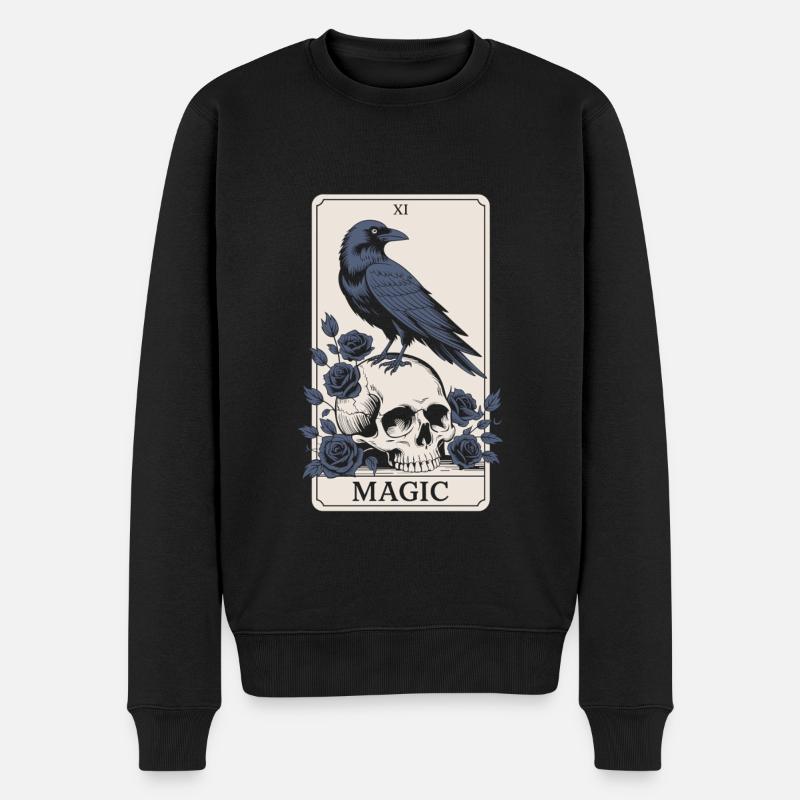 Tarot Rabe Totenkopf Shirt - Männer Premium Bio Pullover - Schwarz
