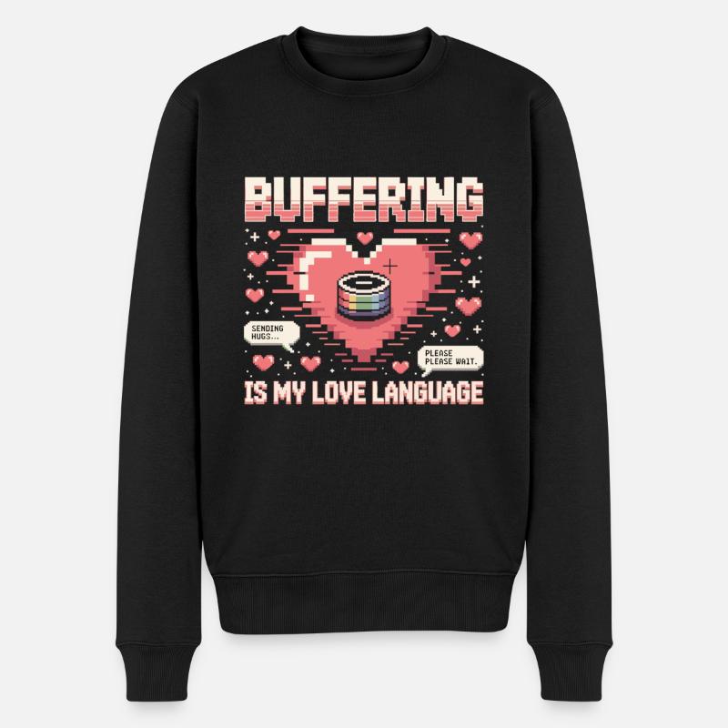 Pixel Heart Loading Bar - Men's Premium Organic Jumper - black